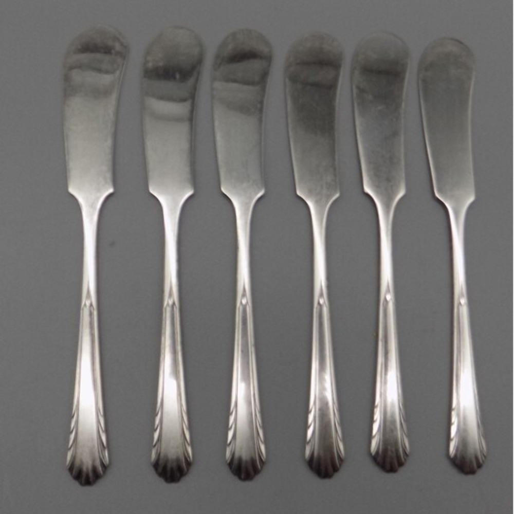 6 National Silver Devotion Pattern Butter Knives Silver Triple Plate